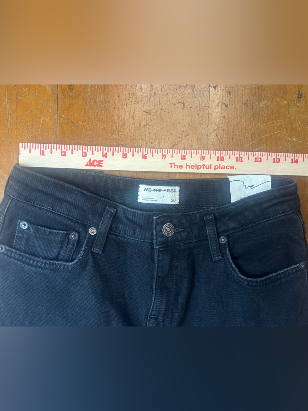 We The Free Emrie Flare Jeans Black High Rise Raw Hem Stretch Boho Festival 28 - Picture 10 of 16